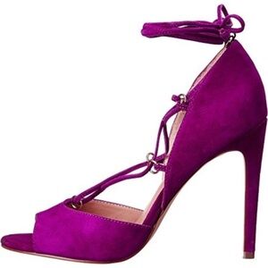 STEVE MADDEN “Rayshel” Nubuck Strappy Suede Lace Up Peep Toe Heels